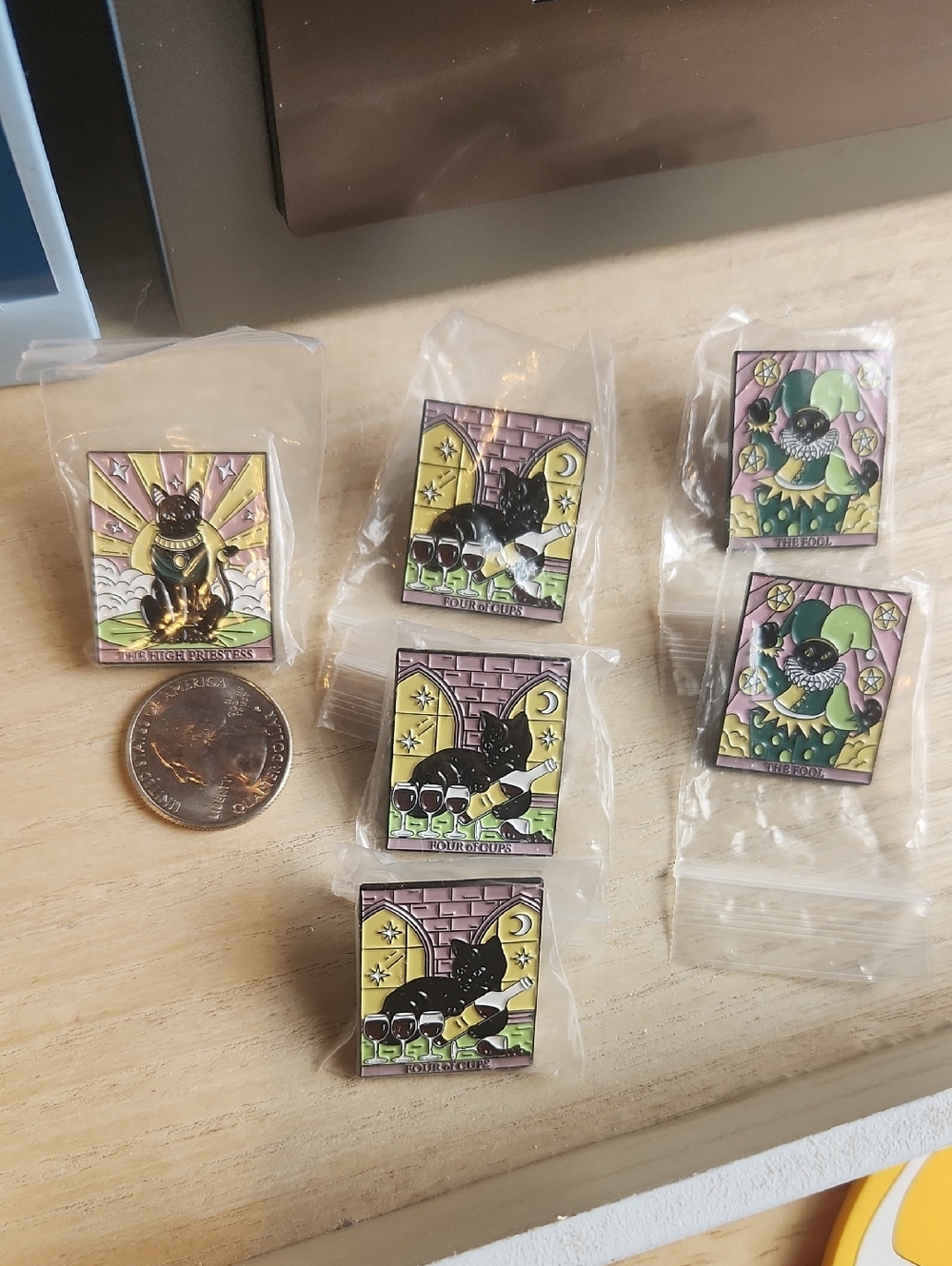 Cat Tarot Enamel Pin Lot - 6 Piece Variety Bundle